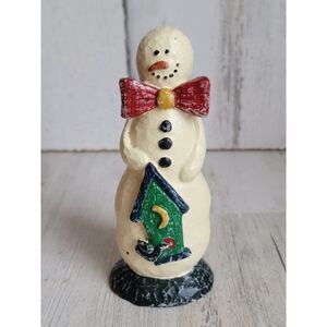Rustic snowman bow tie birdhouse Xmas figure home decor
